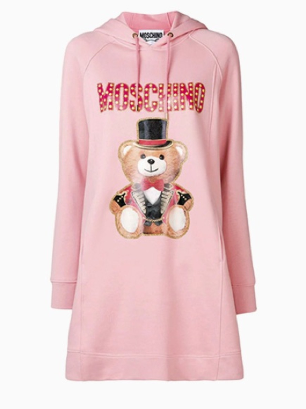 Moschino Couture Pink Circus Teddy Bear Hoodie Sweatshirt Dress